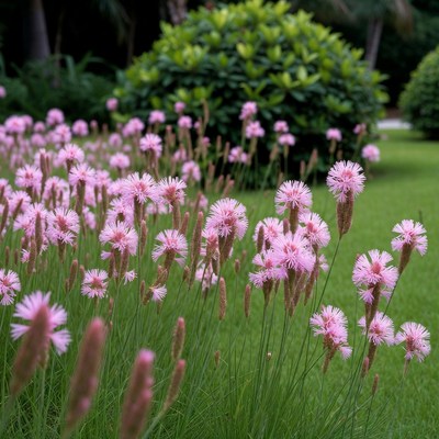 Pink Tassel Flowers in Lush Garden