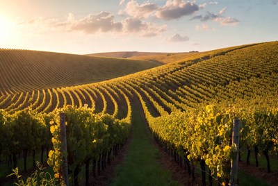 Vineyard Rows at Sunset