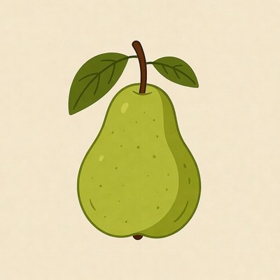 Green pear with leaves