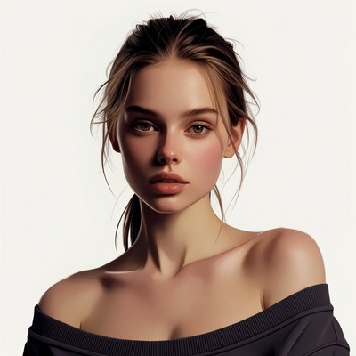 Beautiful young woman with messy ponytail