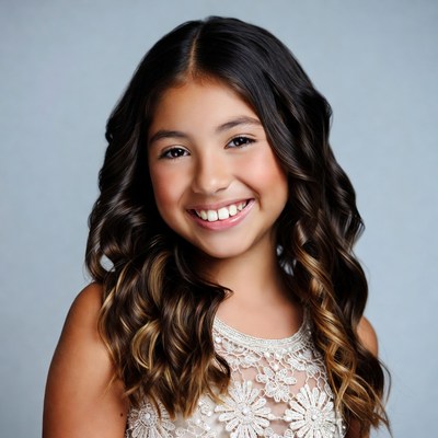 Smiling Latina girl with curly hair