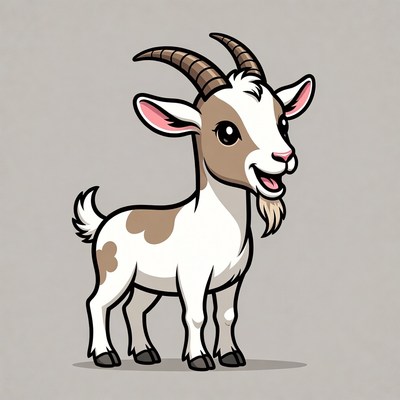 Cute cartoon baby goat smiling