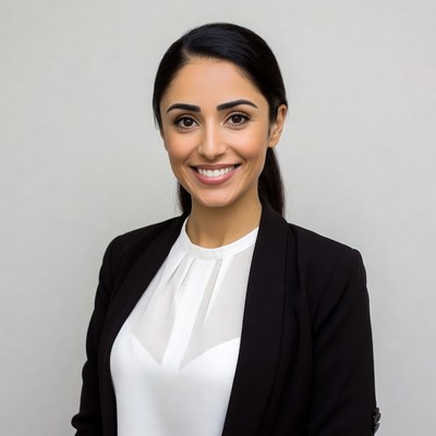 Smiling woman in black blazer