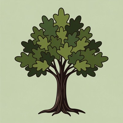 Green Oak Tree Illustration