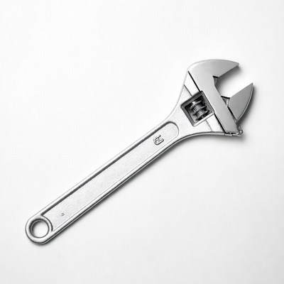 Silver Adjustable Wrench Isolated