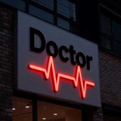 Doctor Sign with Red Heartbeat