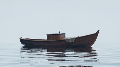 Wooden Boat on Calm Water