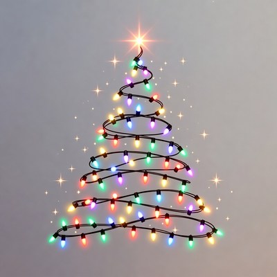 Colorful Christmas Tree with Lights