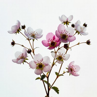 Pink and White Strawberry Flowers