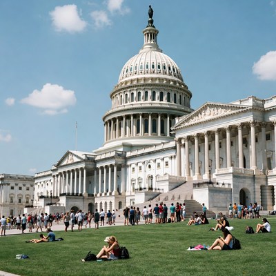US Capitol with people on grass
