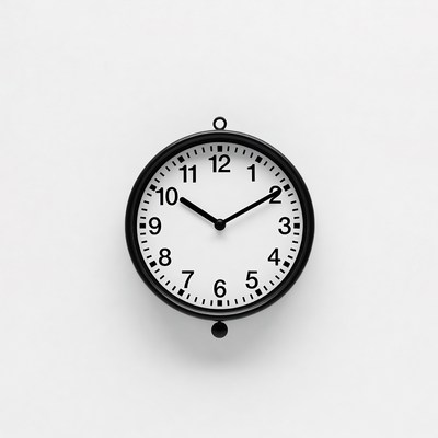 Black wall clock on white background