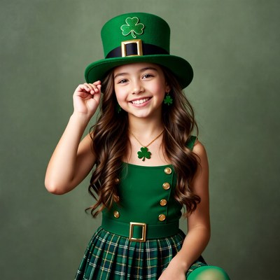 Girl in green St. Patrick's Day hat