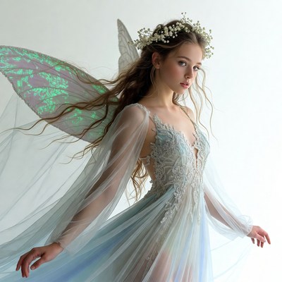 Young woman as fairy with wings