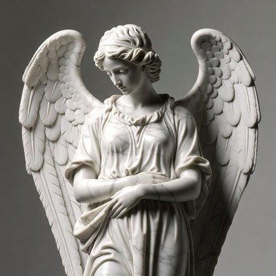 Marble Angel Statue with Wings