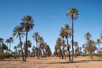 Palm Trees Lining Desert Path