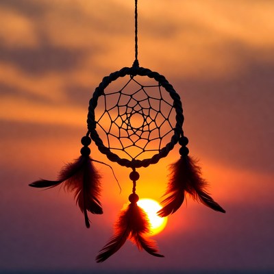Dreamcatcher Silhouette Against Sunset