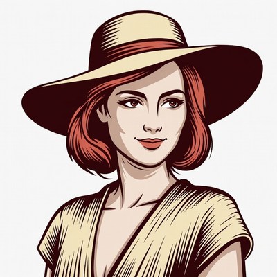 Woman wearing wide-brim hat