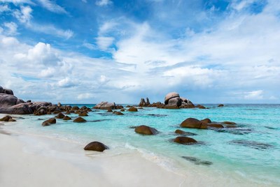 Granite boulders on tropical beach