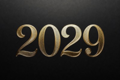 Gold 2029 Text on Black