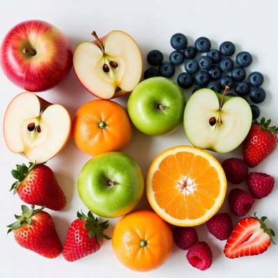 Fresh apples oranges berries strawberries