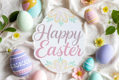 Happy Easter Eggs with Sign