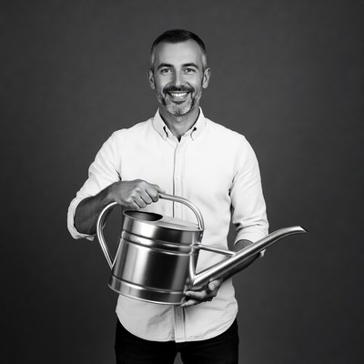 Man holding watering can