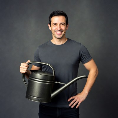 Man holding watering can