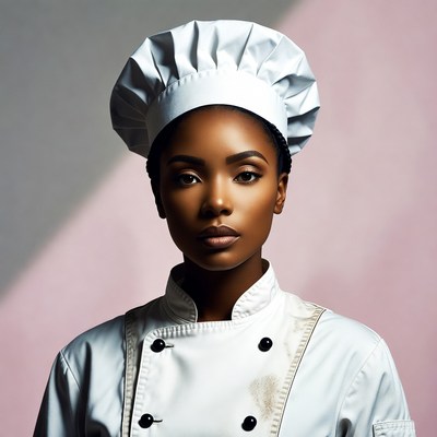 African-American woman in chef uniform