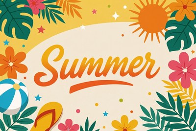 Vibrant Summer Illustration with Beach Elements