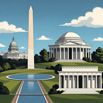 Washington DC Monuments Illustration