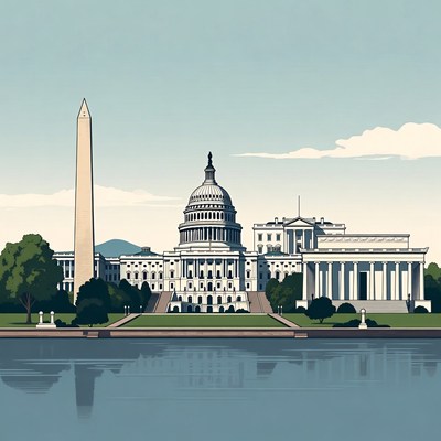 Washington DC Capitol and Monument Illustration