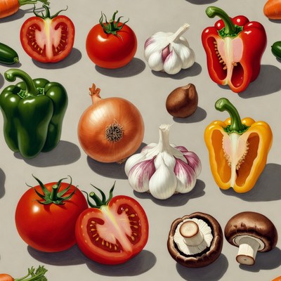 Fresh Vegetables on Gray Background