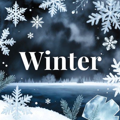 Winter Text with Snowflakes