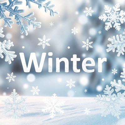 Winter Text with Snowflakes