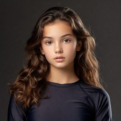 Teen girl with wavy brown hair