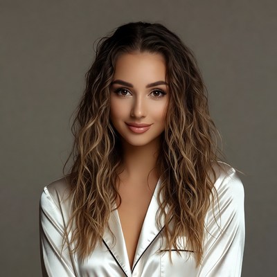 Beautiful woman with wavy brown hair