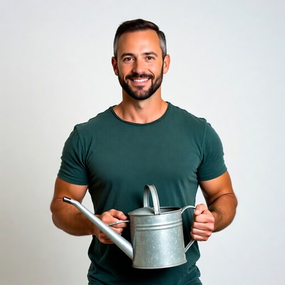 Man holding watering can