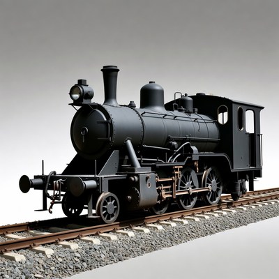 Black Steam Locomotive on Tracks