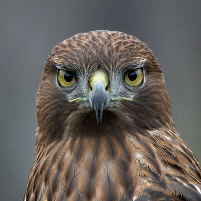 Close-up of brown hawk staring intensely