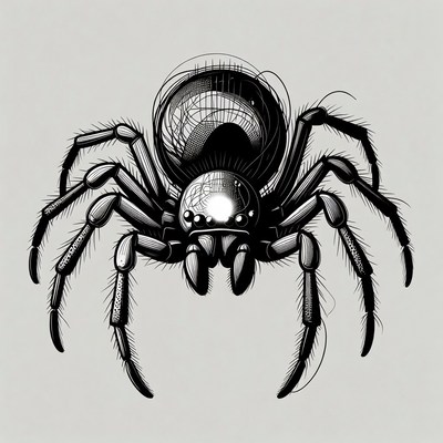Black ink spider illustration