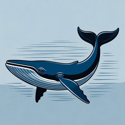Blue whale illustration swimming