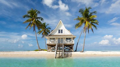 White house on tropical island