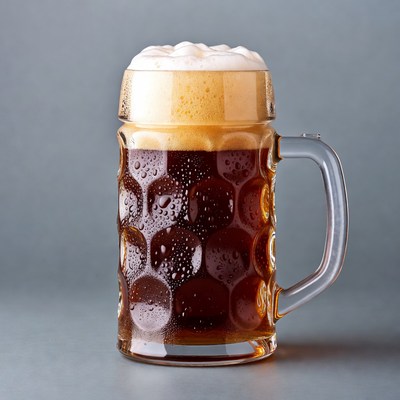 Frothy Beer Mug with Condensation