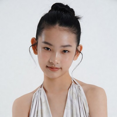 Asian girl with bun hairstyle