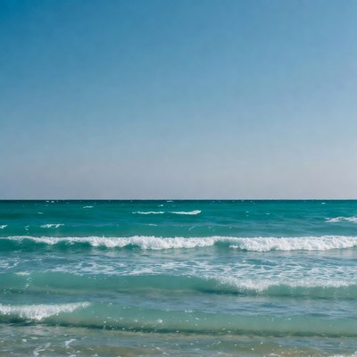 Turquoise Ocean Waves Crashing on Shore