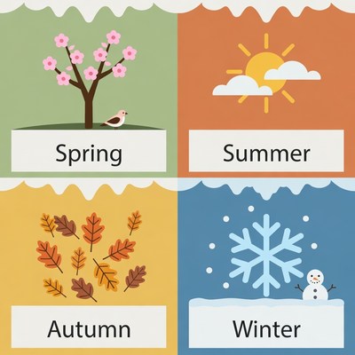 Four Seasons Clipart Illustration