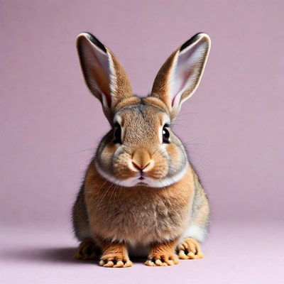 Cute bunny on pink background