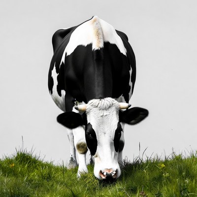 Holstein Cow Grazing on Grass