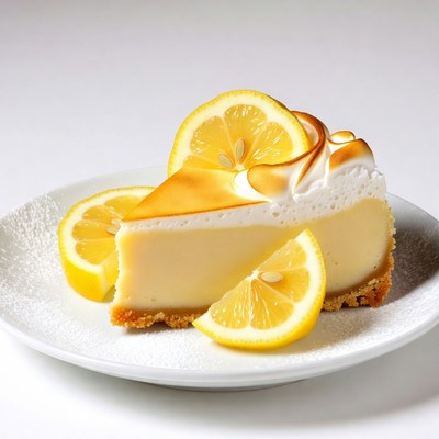 Slice of Lemon Cheesecake with Lemon Slices