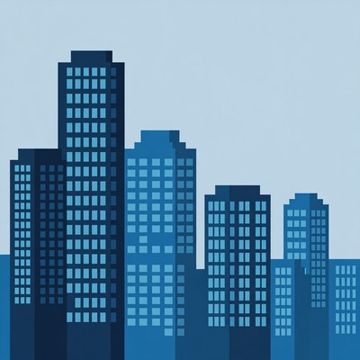 Blue Skyline Cityscape Illustration